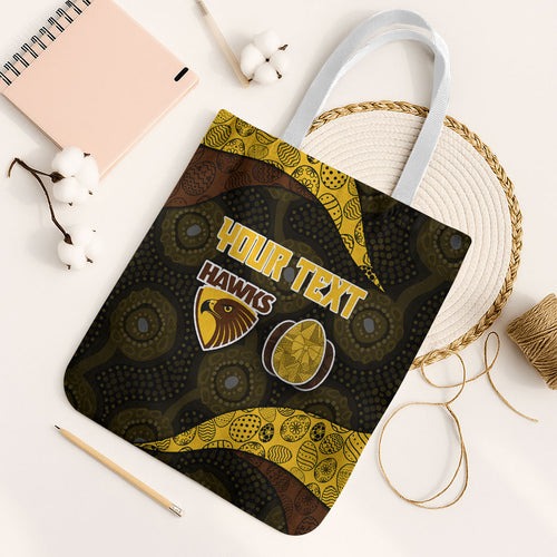 Personalized Hawks Football Tote Bag Easter Egg Pattern Brown Gold Tribal Dot Art Style