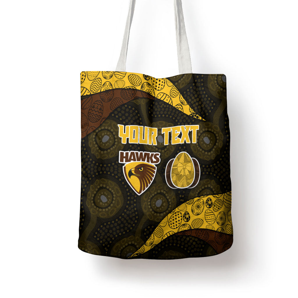 Personalized Hawks Football Tote Bag Easter Egg Pattern Brown Gold Tribal Dot Art Style