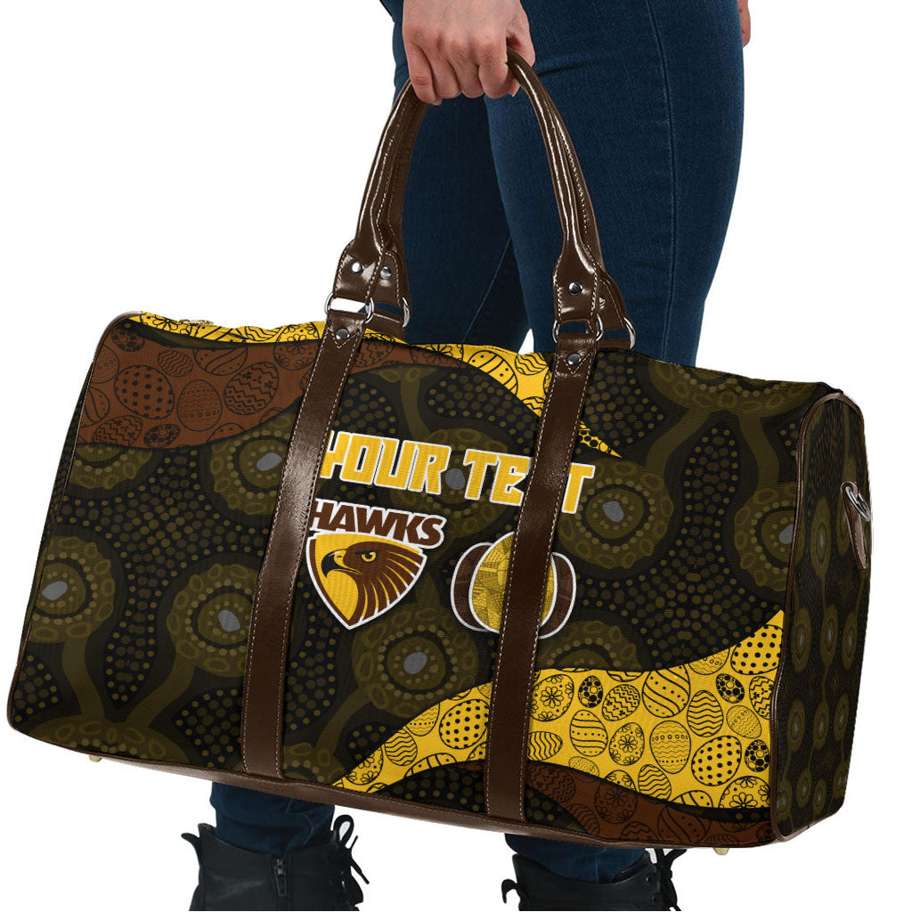 Personalized Hawks Football Travel Bag Easter Egg Pattern Brown Gold Tribal Dot Art Style