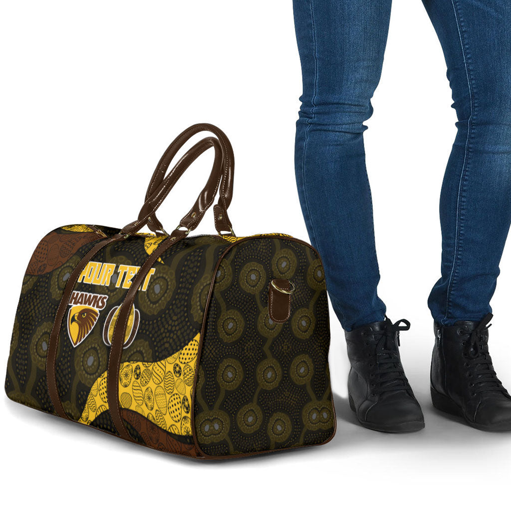 Personalized Hawks Football Travel Bag Easter Egg Pattern Brown Gold Tribal Dot Art Style