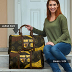 Personalized Hawks Football Travel Bag Easter Egg Pattern Brown Gold Tribal Dot Art Style