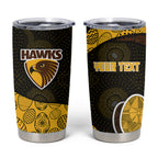 Personalized Hawks Football Tumbler Cup Easter Egg Pattern Brown Gold Tribal Dot Art Style