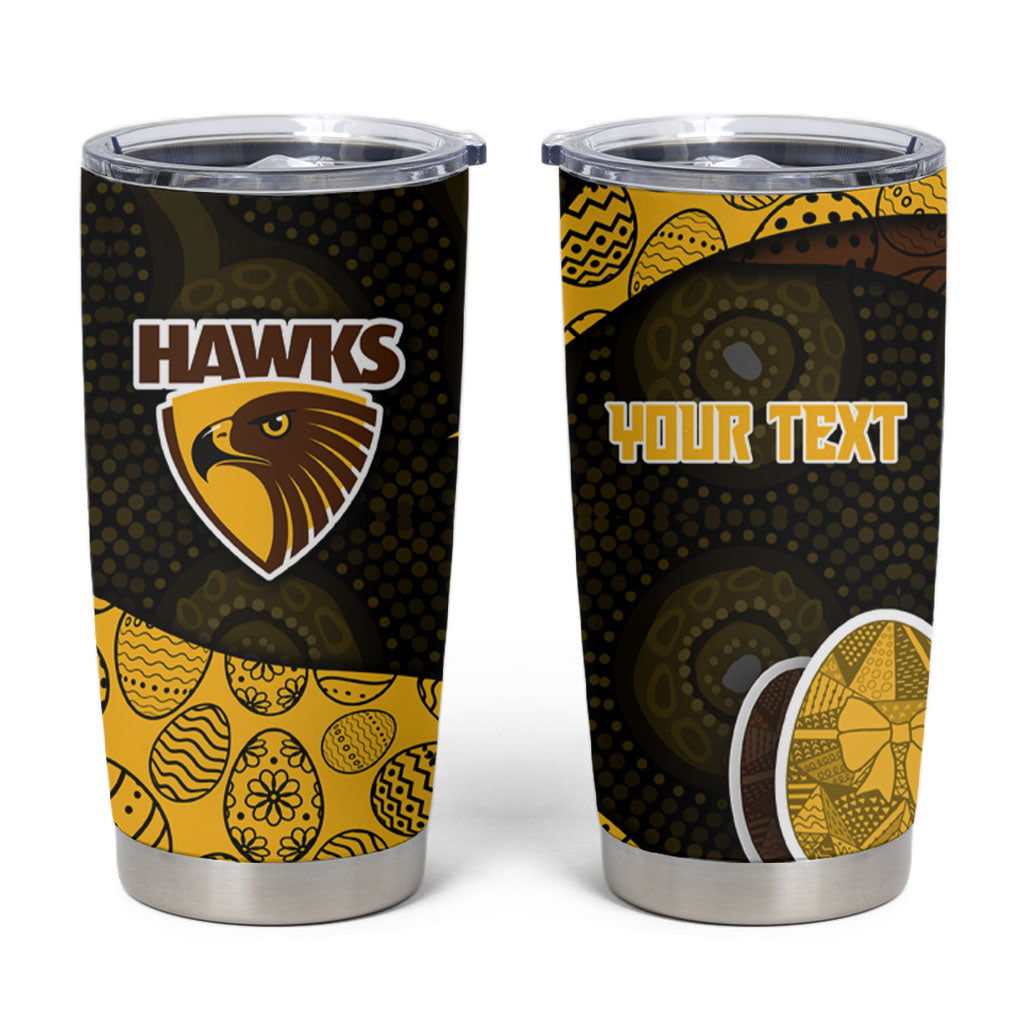 Personalized Hawks Football Tumbler Cup Easter Egg Pattern Brown Gold Tribal Dot Art Style