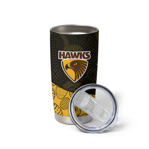 Personalized Hawks Football Tumbler Cup Easter Egg Pattern Brown Gold Tribal Dot Art Style