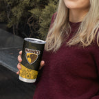 Personalized Hawks Football Tumbler Cup Easter Egg Pattern Brown Gold Tribal Dot Art Style