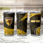 Personalized Hawks Football Tumbler Cup Easter Egg Pattern Brown Gold Tribal Dot Art Style