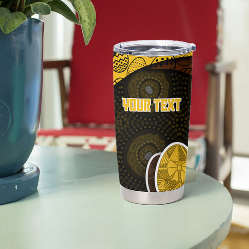 Personalized Hawks Football Tumbler Cup Easter Egg Pattern Brown Gold Tribal Dot Art Style