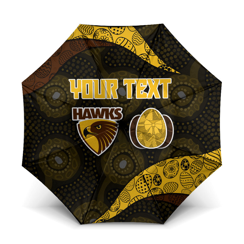Personalized Hawks Football Umbrella Easter Egg Pattern Brown Gold Tribal Dot Art Style