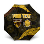 Personalized Hawks Football Umbrella Easter Egg Pattern Brown Gold Tribal Dot Art Style