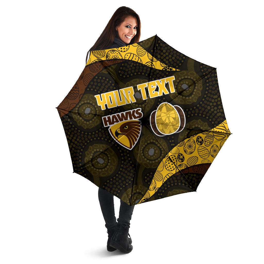 Personalized Hawks Football Umbrella Easter Egg Pattern Brown Gold Tribal Dot Art Style