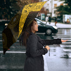 Personalized Hawks Football Umbrella Easter Egg Pattern Brown Gold Tribal Dot Art Style