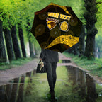 Personalized Hawks Football Umbrella Easter Egg Pattern Brown Gold Tribal Dot Art Style