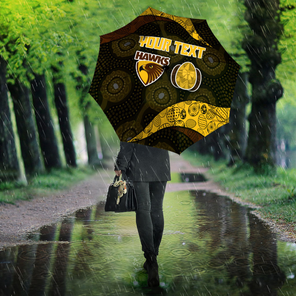 Personalized Hawks Football Umbrella Easter Egg Pattern Brown Gold Tribal Dot Art Style