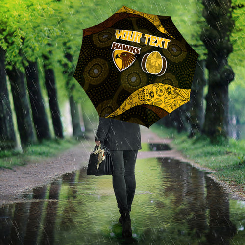 Personalized Hawks Football Umbrella Easter Egg Pattern Brown Gold Tribal Dot Art Style