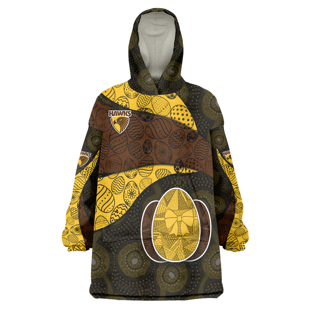Personalized Hawks Football Wearable Blanket Hoodie Easter Egg Pattern Brown Gold Tribal Dot Art Style