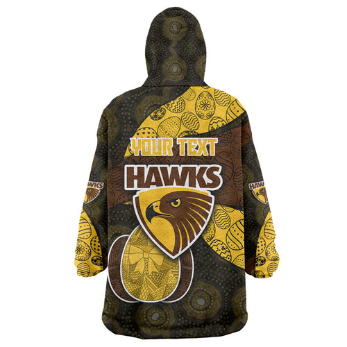 Personalized Hawks Football Wearable Blanket Hoodie Easter Egg Pattern Brown Gold Tribal Dot Art Style