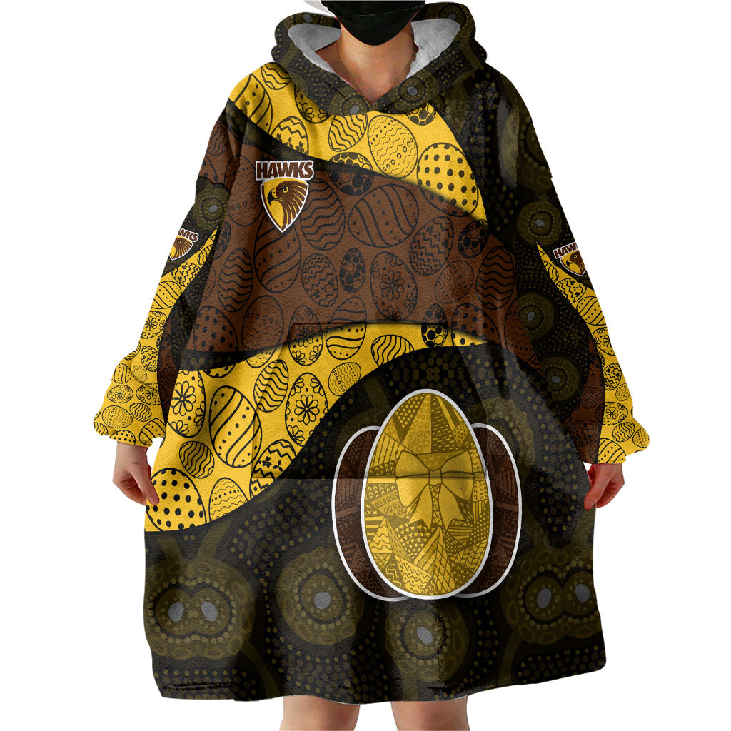 Personalized Hawks Football Wearable Blanket Hoodie Easter Egg Pattern Brown Gold Tribal Dot Art Style