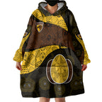 Personalized Hawks Football Wearable Blanket Hoodie Easter Egg Pattern Brown Gold Tribal Dot Art Style