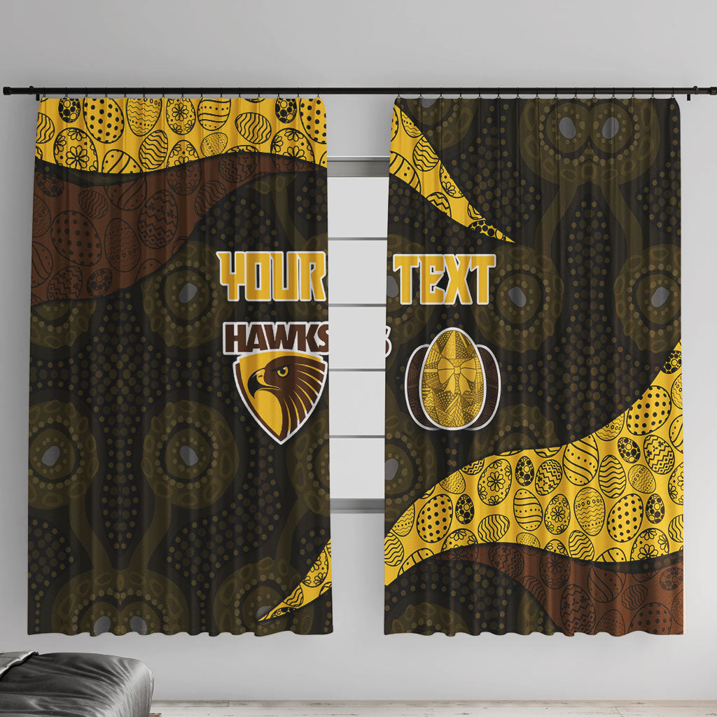 Personalized Hawks Football Window Curtain Easter Egg Pattern Brown Gold Tribal Dot Art Style