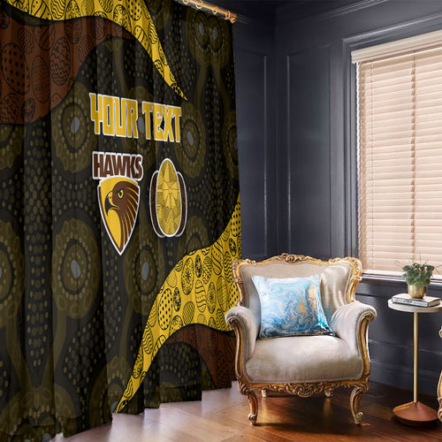 Personalized Hawks Football Window Curtain Easter Egg Pattern Brown Gold Tribal Dot Art Style