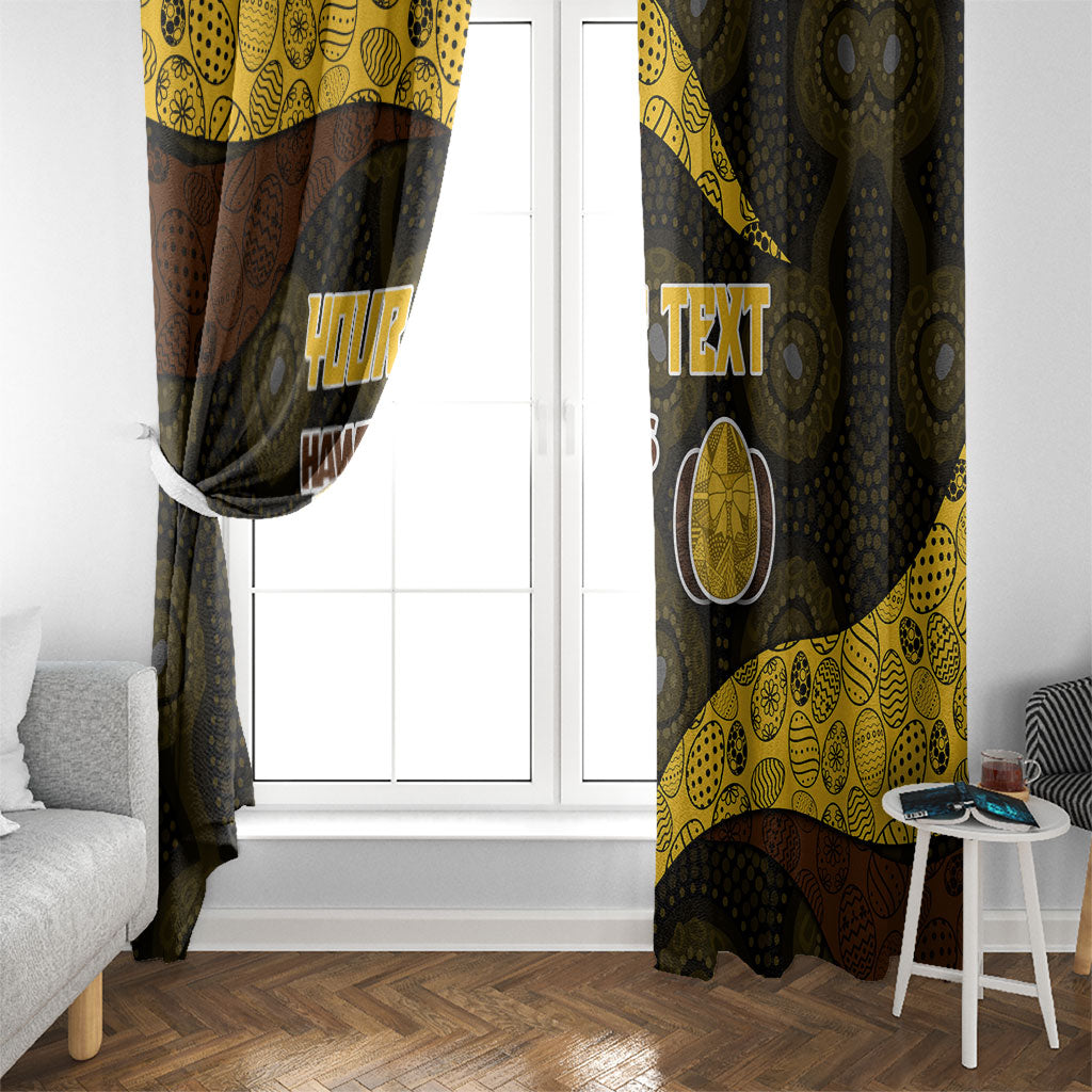 Personalized Hawks Football Window Curtain Easter Egg Pattern Brown Gold Tribal Dot Art Style