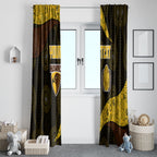 Personalized Hawks Football Window Curtain Easter Egg Pattern Brown Gold Tribal Dot Art Style