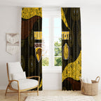 Personalized Hawks Football Window Curtain Easter Egg Pattern Brown Gold Tribal Dot Art Style