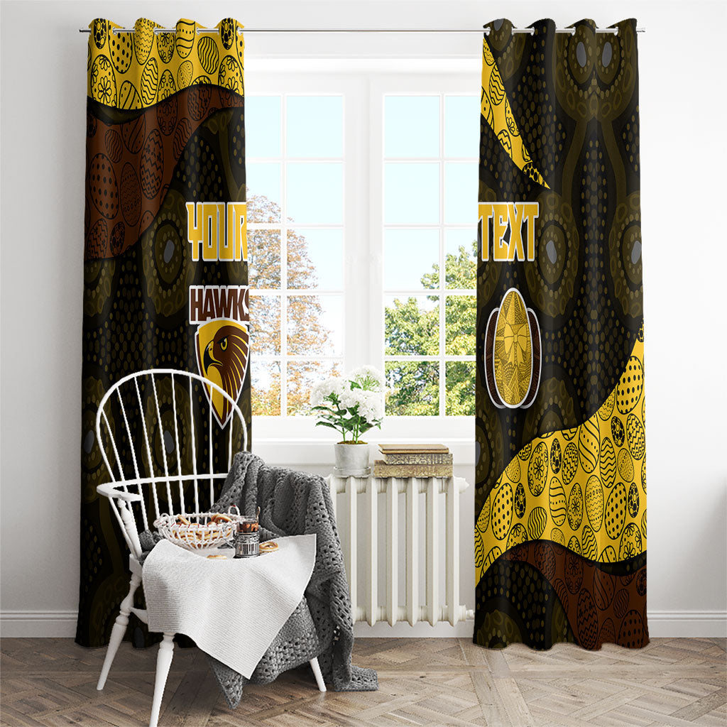 Personalized Hawks Football Window Curtain Easter Egg Pattern Brown Gold Tribal Dot Art Style