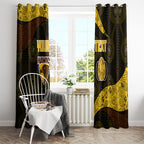 Personalized Hawks Football Window Curtain Easter Egg Pattern Brown Gold Tribal Dot Art Style