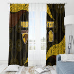 Personalized Hawks Football Window Curtain Easter Egg Pattern Brown Gold Tribal Dot Art Style
