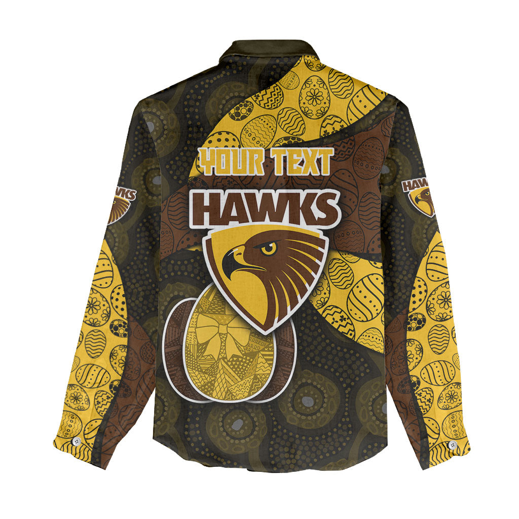 Personalized Hawks Football Women Casual Shirt Easter Egg Pattern Brown Gold Tribal Dot Art Style