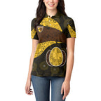 Personalized Hawks Football Women Polo Shirt Easter Egg Pattern Brown Gold Tribal Dot Art Style