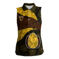 Personalized Hawks Football Women Sleeveless Polo Shirt Easter Egg Pattern Brown Gold Tribal Dot Art Style