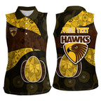 Personalized Hawks Football Women Sleeveless Polo Shirt Easter Egg Pattern Brown Gold Tribal Dot Art Style