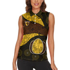 Personalized Hawks Football Women Sleeveless Polo Shirt Easter Egg Pattern Brown Gold Tribal Dot Art Style