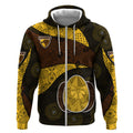 Personalized Hawks Football Zip Hoodie Easter Egg Pattern Brown Gold Tribal Dot Art Style