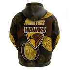 Personalized Hawks Football Zip Hoodie Easter Egg Pattern Brown Gold Tribal Dot Art Style
