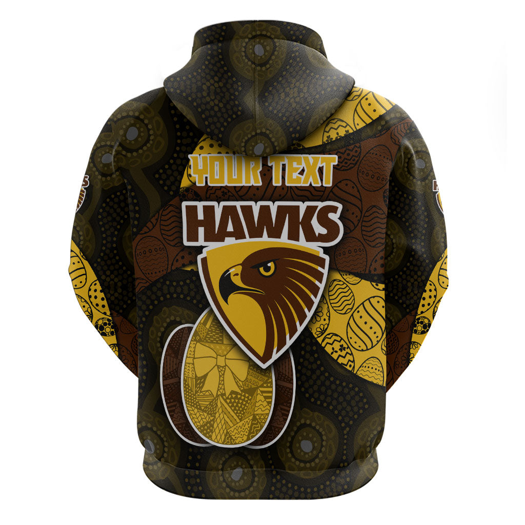 Personalized Hawks Football Zip Hoodie Easter Egg Pattern Brown Gold Tribal Dot Art Style