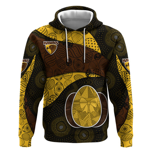 Personalized Hawks Football Zip Hoodie Easter Egg Pattern Brown Gold Tribal Dot Art Style