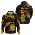 Personalized Hawks Football Zip Hoodie Easter Egg Pattern Brown Gold Tribal Dot Art Style