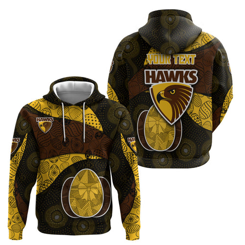Personalized Hawks Football Zip Hoodie Easter Egg Pattern Brown Gold Tribal Dot Art Style