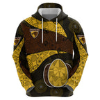 Personalized Hawks Football Zip Hoodie Easter Egg Pattern Brown Gold Tribal Dot Art Style