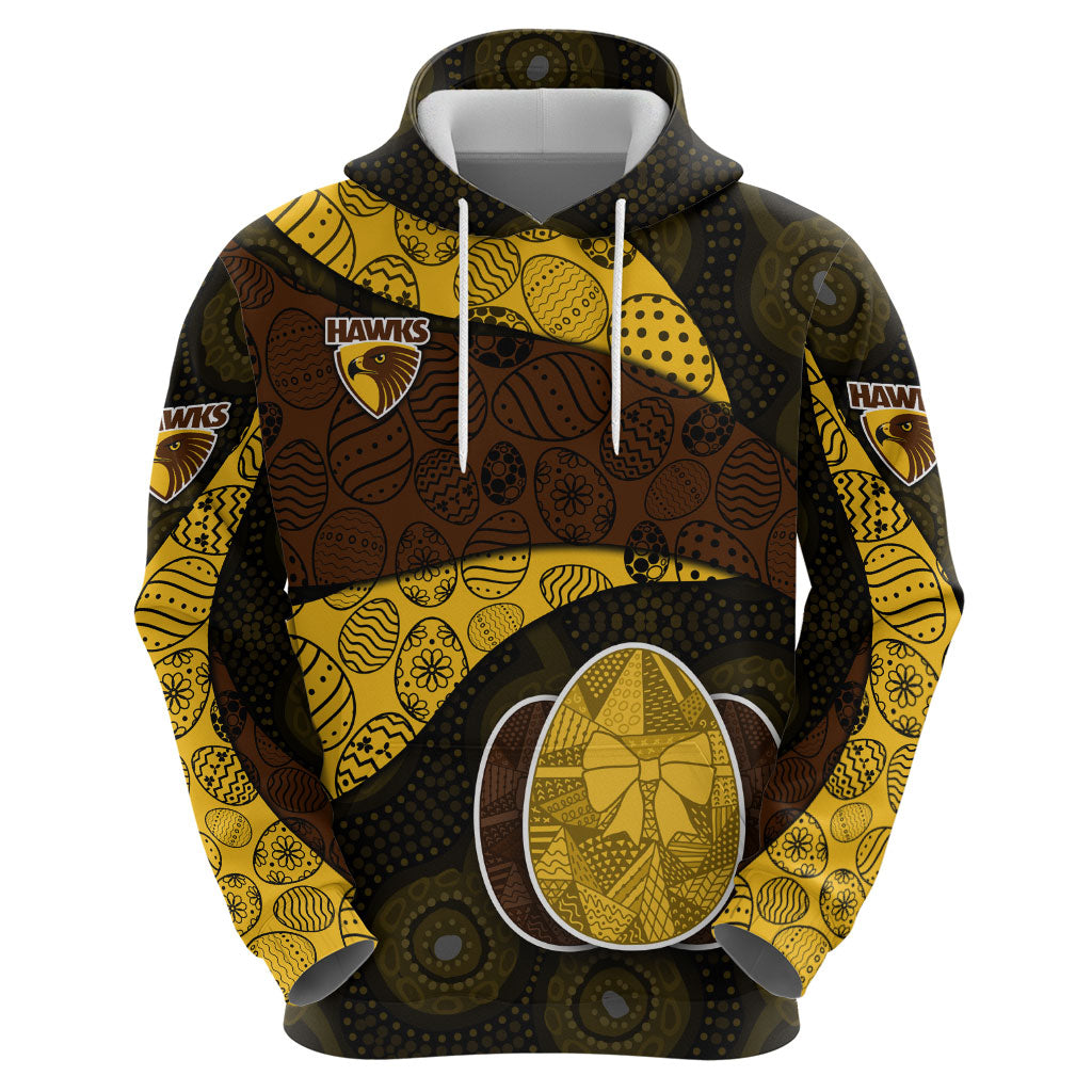 Personalized Hawks Football Zip Hoodie Easter Egg Pattern Brown Gold Tribal Dot Art Style