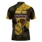Personalized Hawks Football Zipper Polo Shirt Easter Egg Pattern Brown Gold Tribal Dot Art Style