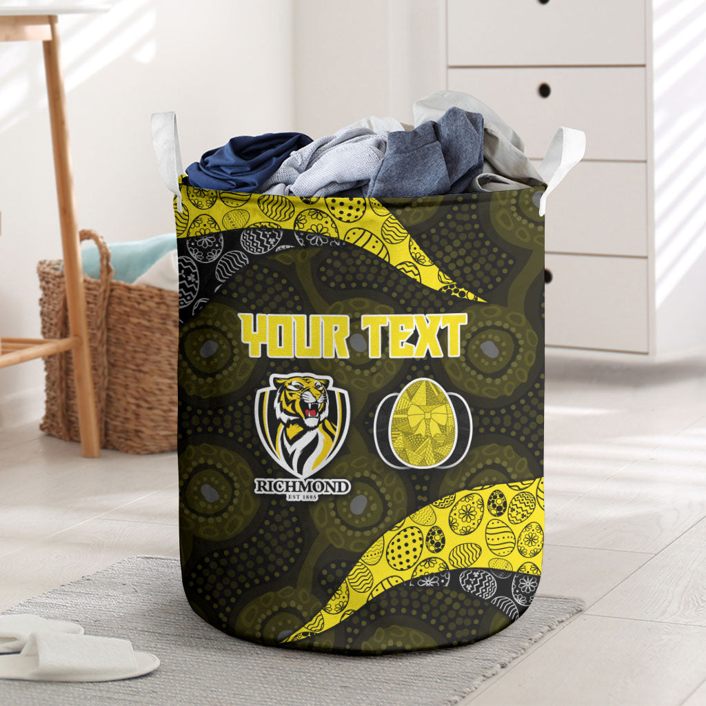Personalized Richmond Football Laundry Basket Easter Egg Pattern Yellow Black Tribal Dot Art Style