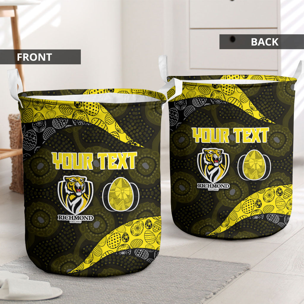 Personalized Richmond Football Laundry Basket Easter Egg Pattern Yellow Black Tribal Dot Art Style