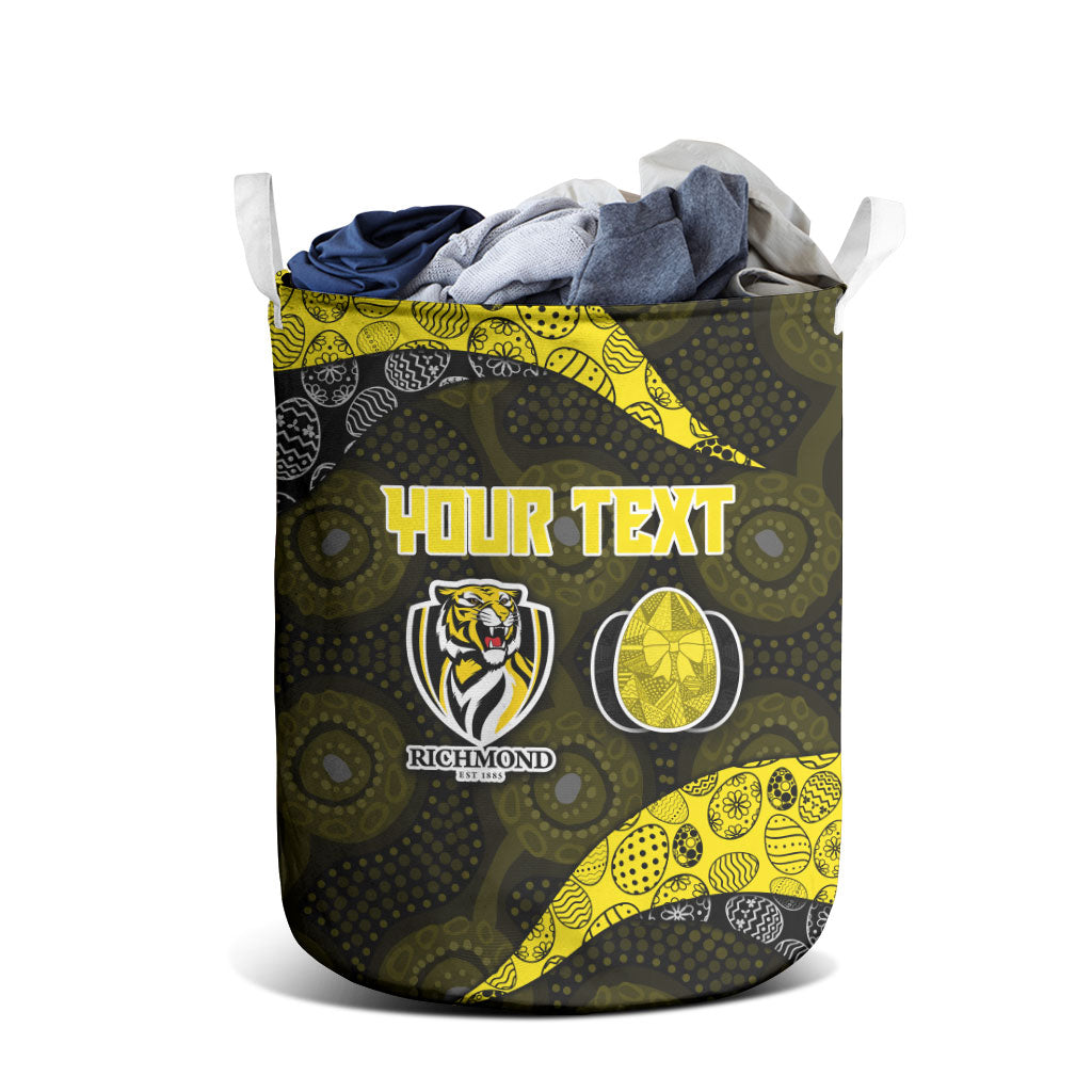 Personalized Richmond Football Laundry Basket Easter Egg Pattern Yellow Black Tribal Dot Art Style