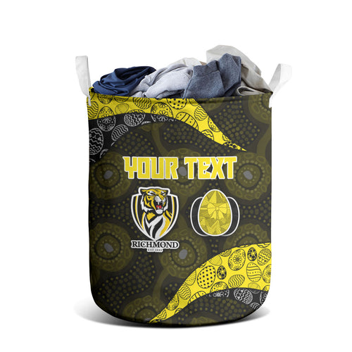 Personalized Richmond Football Laundry Basket Easter Egg Pattern Yellow Black Tribal Dot Art Style