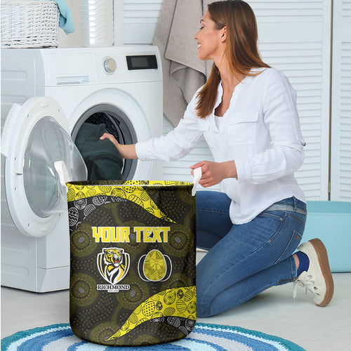 Personalized Richmond Football Laundry Basket Easter Egg Pattern Yellow Black Tribal Dot Art Style