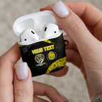 Personalized Richmond Football AirPods Case Easter Egg Pattern Yellow Black Tribal Dot Art Style